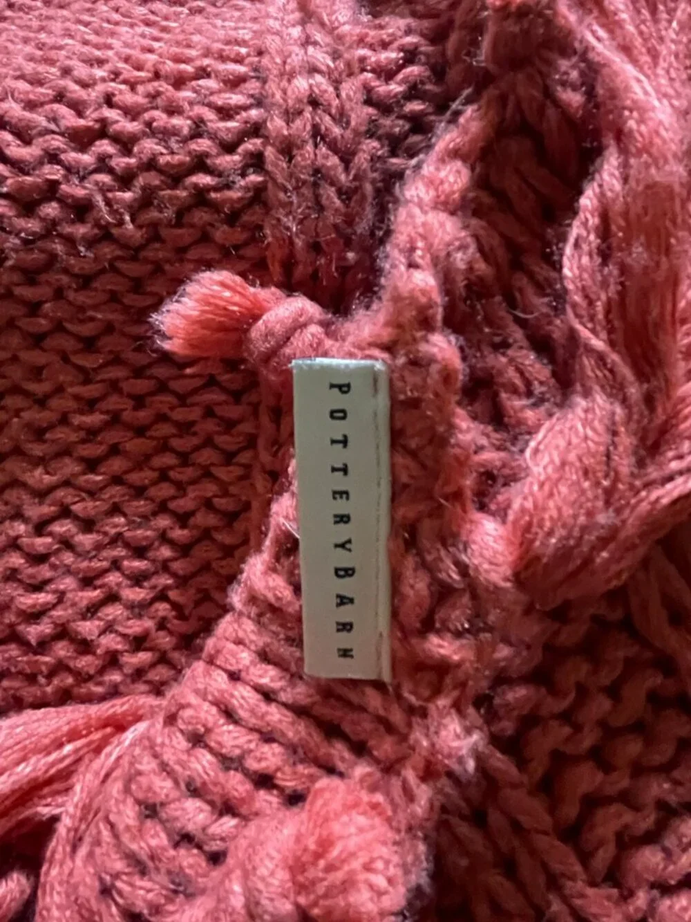 Potterybarn Burnt Orange Cable Knit Throw Blanket 45
